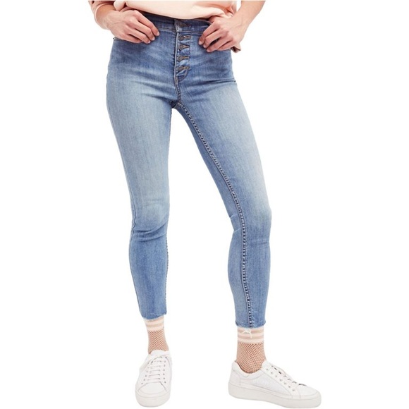 Free People Button Front Closure High Waisted Jeans - Picture 1 of 8
